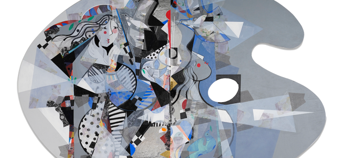Le monde caché de l'artiste - Acrylic on Wood - 41.7 x 60.6 in